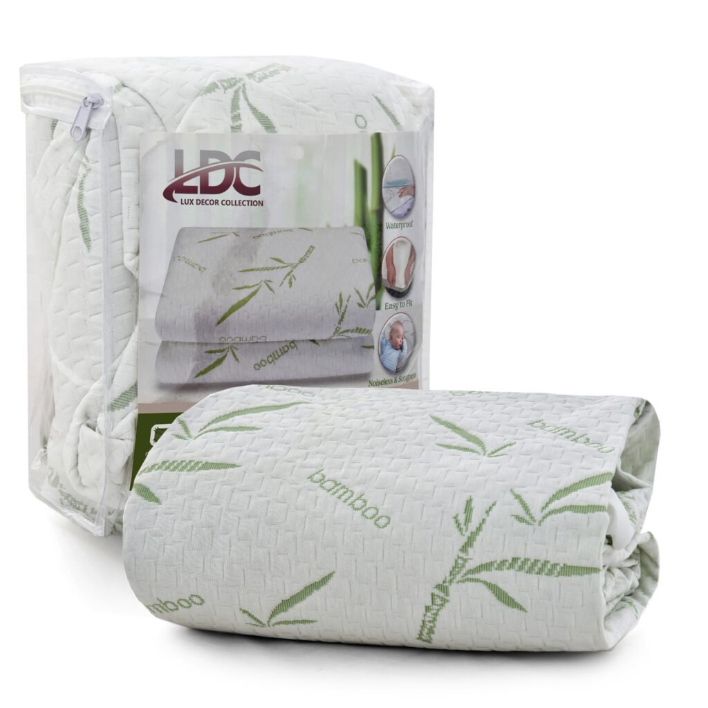 Bamboo waterproof mattress protector, hypoallergenic breathable deep fitted bed cover